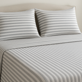 Jogo de Cama Queen Listrado Cinza e Branco - 4 Peças