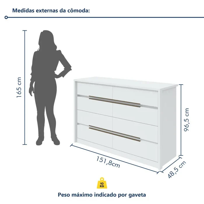 Cômoda Urban 8 Gavetas Espresso Móveis Branco