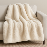 Manta Pelúcia Creme Pelo Alto - Sofá Luxo 125x150cm