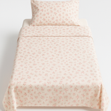 Jogo de Cama Solteiro Floral Rosa e Branco - 2 Peças