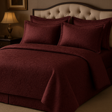 Jogo de Cama Queen Jacquard Bordô - 4 Peças Sofisticado