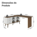 Escrivaninha em L Mesa para Computador Gamer 3 Gavetas