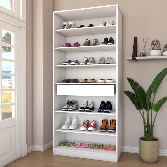 Sapateira LIZ 2 Portas com Espelho 1 Gaveta para 15 Pares de Sapato Branco