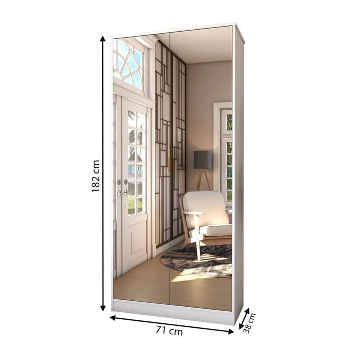 Sapateira LIZ 2 Portas com Espelho 1 Gaveta para 15 Pares de Sapato Branco